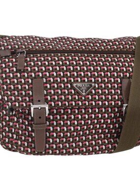 Authentic PRADA Shoulder Bag Nylon Pink Silver